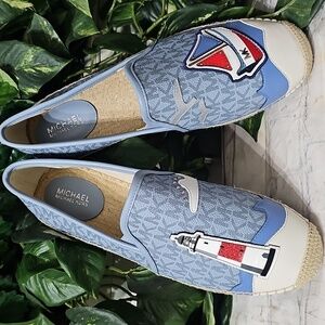 Michael Kors NWOB Hastings Espadrilles W/ Lighthouse And Silver Hardware 8.5
